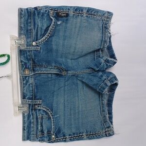 Silver Jeans Blue Elyse Jean Shorts W 28 3.5" Length, Dustressed Hem